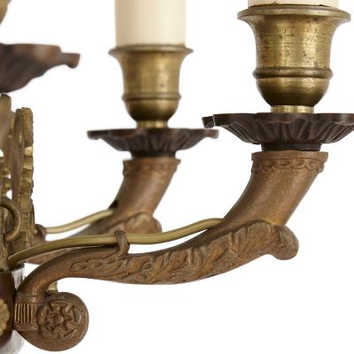 Antique Gilt Bronze and Patinated Metal 19th Century French Chandelier