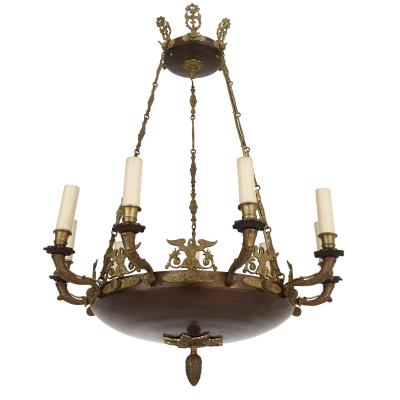 Antique Gilt Bronze and Patinated Metal 19th Century French Chandelier