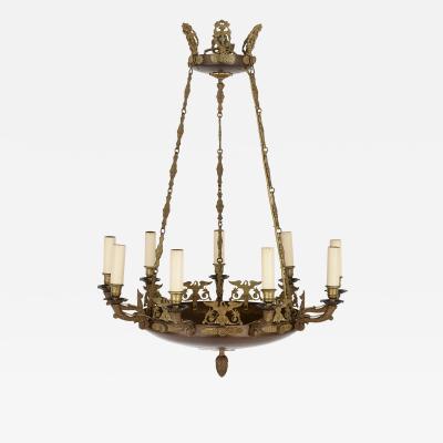 Antique Gilt Bronze and Patinated Metal 19th Century French Chandelier