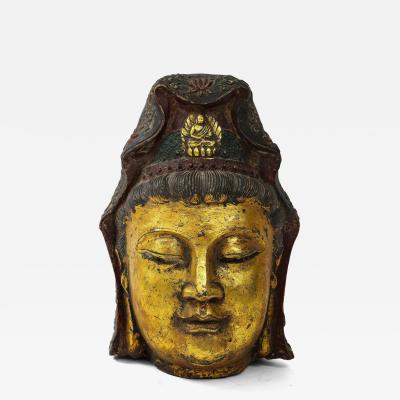 Antique Gilt Iron Quan Yin Head