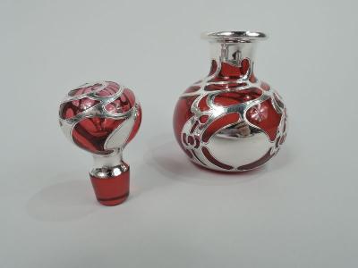 Antique Gorham Art Nouveau Red Silver Overlay Perfume