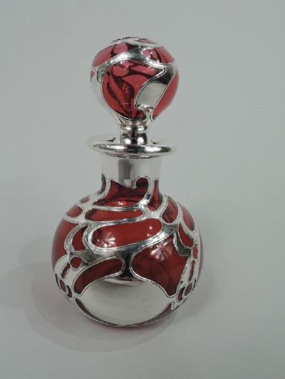 Antique Gorham Art Nouveau Red Silver Overlay Perfume
