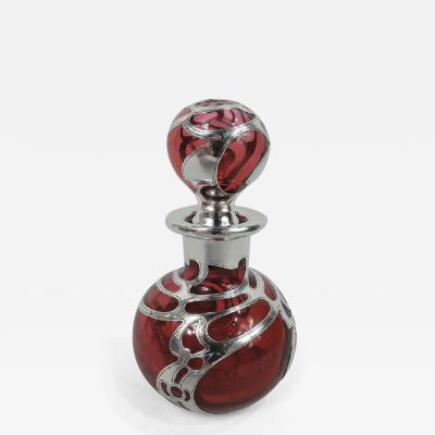 Antique Gorham Art Nouveau Red Silver Overlay Perfume