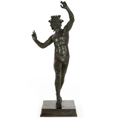 Antique Grand Tour Italian Bronze Sculpture of Dancing Faun of Pompeii