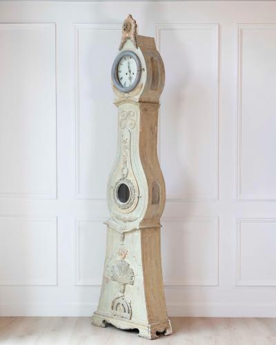 Antique Gustavian Longcase Clock Hand Carved Pine Sweden 1820
