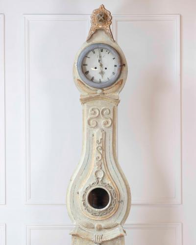 Antique Gustavian Longcase Clock Hand Carved Pine Sweden 1820