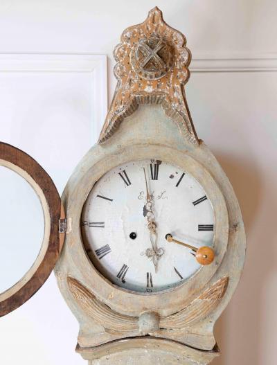 Antique Gustavian Longcase Clock Hand Carved Pine Sweden 1820