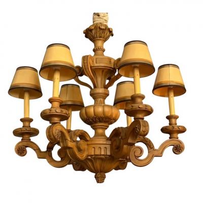 Antique Gustavian Style Swedish Beechwood Chandelier