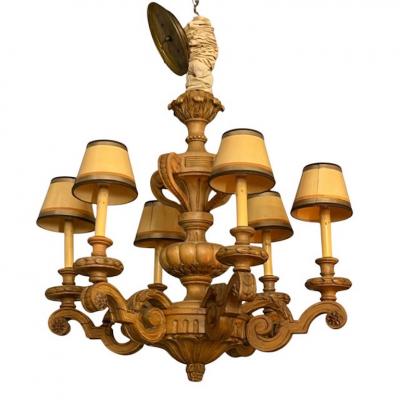 Antique Gustavian Style Swedish Beechwood Chandelier
