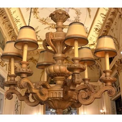 Antique Gustavian Style Swedish Beechwood Chandelier