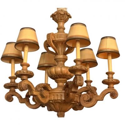 Antique Gustavian Style Swedish Beechwood Chandelier