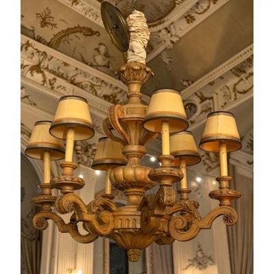Antique Gustavian Style Swedish Beechwood Chandelier