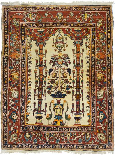 Antique Haji Jalili Tabriz Rug 4 5 x 5 11 