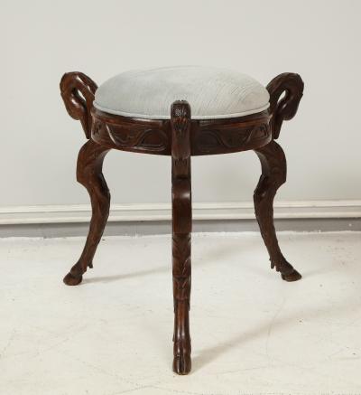 Antique Hand Carved Mahogany Swan Bench