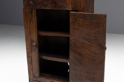 Antique Hand Carved Rustic Wood Cabinet Italy 19th Century
