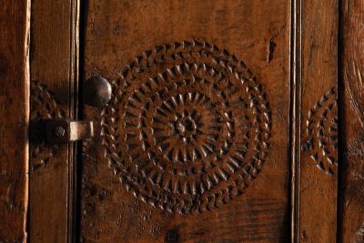 Antique Hand Carved Rustic Wood Cabinet Italy 19th Century