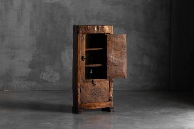 Antique Hand Carved Rustic Wood Cabinet Italy 19th Century