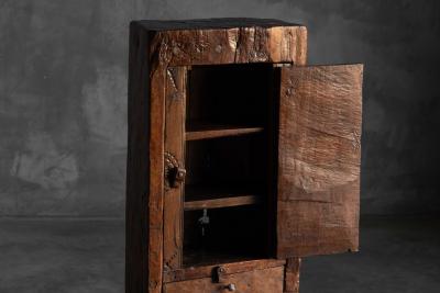 Antique Hand Carved Rustic Wood Cabinet Italy 19th Century