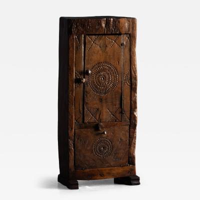 Antique Hand Carved Rustic Wood Cabinet Italy 19th Century