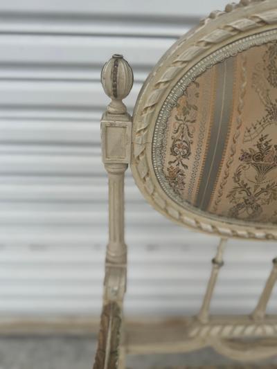 Antique Hand Painted 19th Century Louis XVI Bergere
