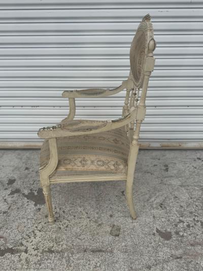 Antique Hand Painted 19th Century Louis XVI Bergere