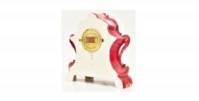 Antique Hand Painted Porcelain La Layon Mantel Clock by Royal Bonn for Ansonia