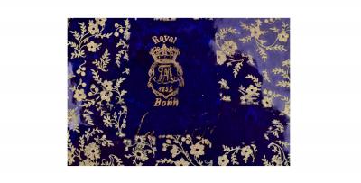 Antique Hand Painted Porcelain La Nord Mantel Clock by Royal Bonn for Ansonia