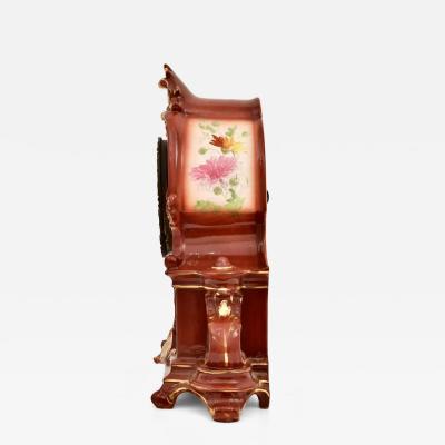 Antique Hand Painted Porcelain Mantel Clock La Manche Royal Bonn For Ansonia