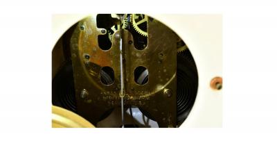 Antique Hand Painted Porcelain Mantel Clock by Royal Bonn for Ansonia