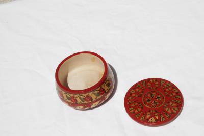Antique Hand Painted Russian Round Trinket Box