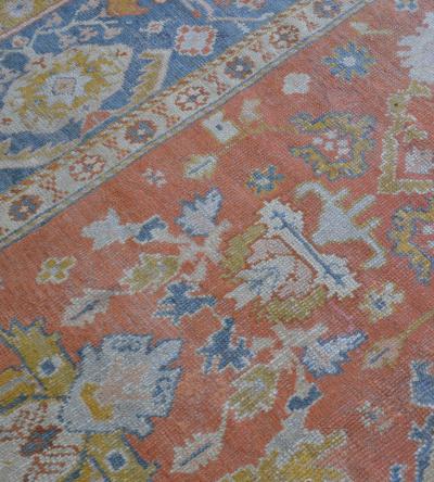 Antique Handwoven Wool Oushak Rug