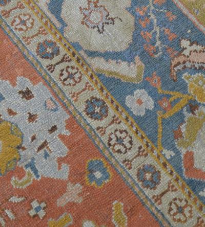 Antique Handwoven Wool Oushak Rug