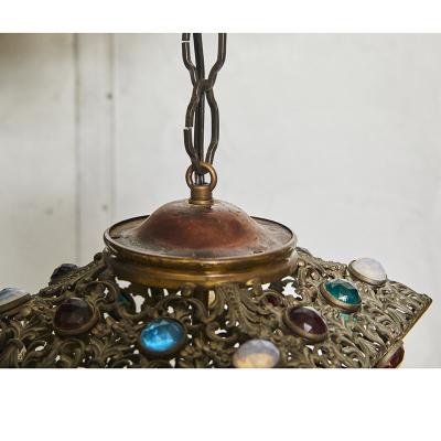 Antique Hanging Light with Faceted Jewels