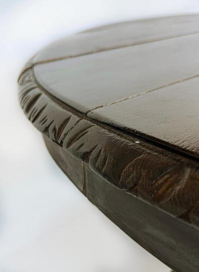 Antique Heavily Carved Griffins Wood Center Game Table on Casters