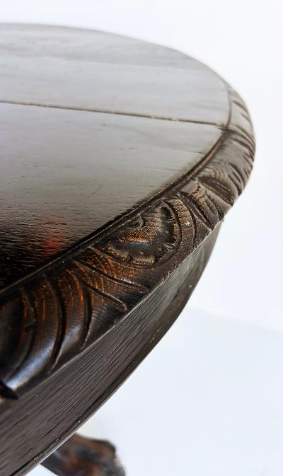 Antique Heavily Carved Griffins Wood Center Game Table on Casters