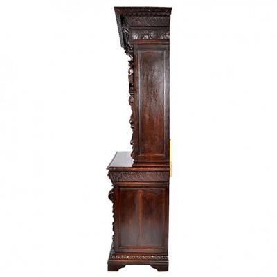 Antique Henry II Bookcase Buffet Display Cabinet
