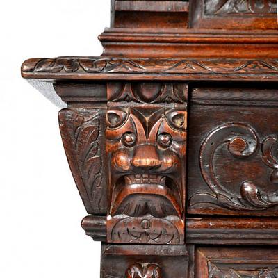 Antique Henry II Bookcase Buffet Display Cabinet