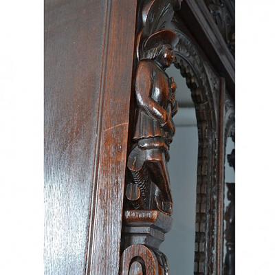 Antique Henry II Bookcase Buffet Display Cabinet