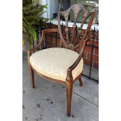 Antique Hepplewhite Painted Open Armchair 1 of 2