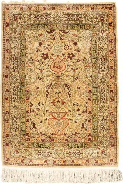 Antique Hereke Rug 2 8 x 3 8 
