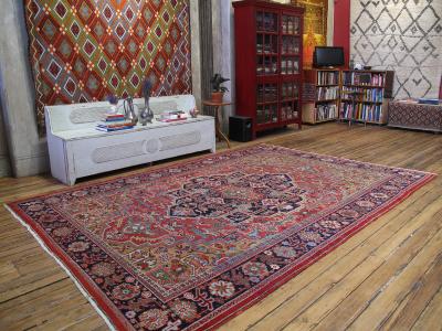 Antique Heriz Carpet with Gentle Wear