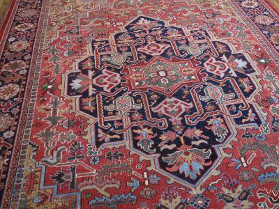Antique Heriz Carpet with Gentle Wear