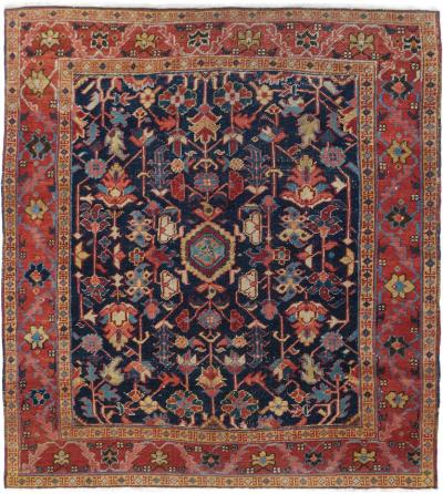 Antique Heriz Rug 4 4 x 5 0 