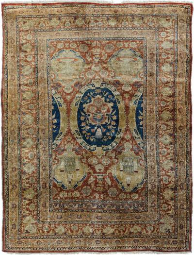 Antique Heriz Rug 4 7 x 6 1 