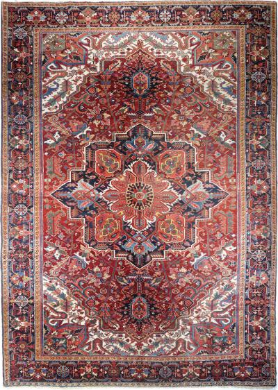 Antique Heriz Rug 9 6 x 13 5 