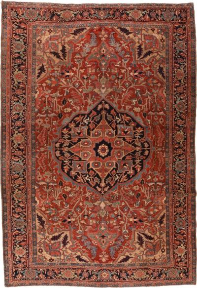 Antique Heriz Serapi Rug 89 x 126
