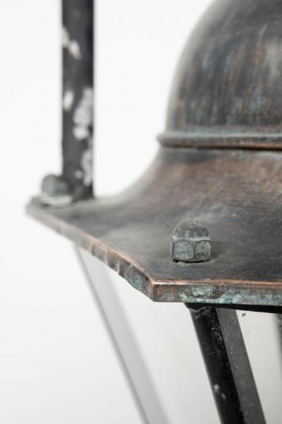 Antique Hexagonal Glass Paneled Domed Copper Lantern