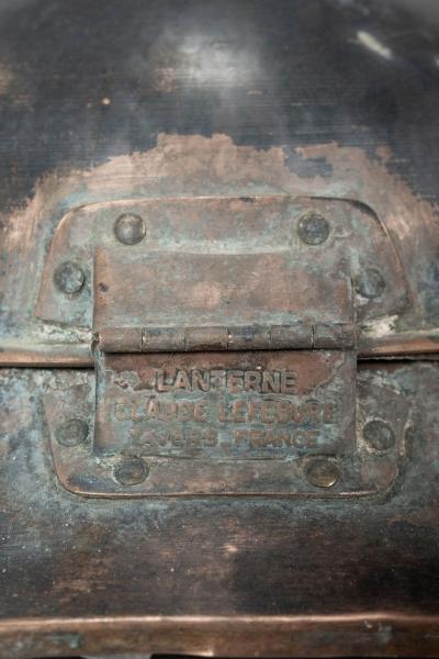 Antique Hexagonal Glass Paneled Domed Copper Lantern