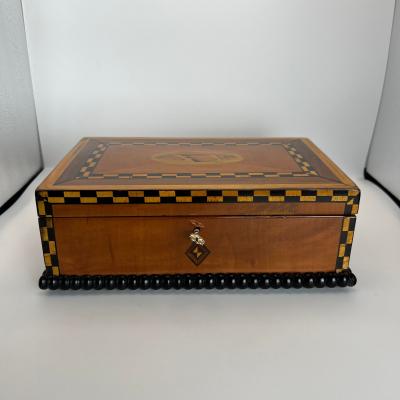 Antique Historicism Box Birch Marqueterie Shell Inlay Germany circa 1880