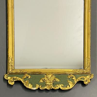 Antique Hollywood Regency Wall Console Mirror Parcel Gilt and Paint Decorated